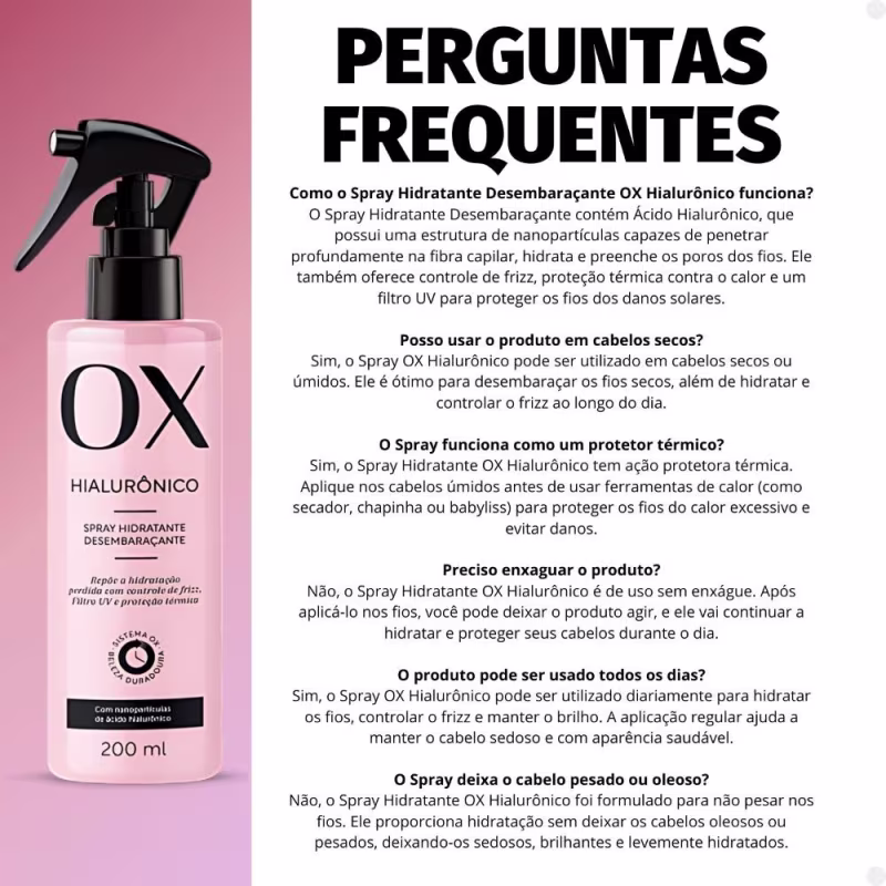 Spray Hidratante Desembaraçante Ox Hialurônico 200ml