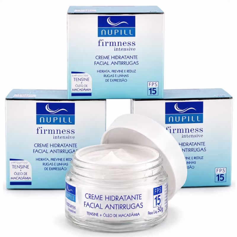 Kit Nupill Firmness Intensive: 3 Cremes Hidratante Facial Antirrugas Fps 15 50g