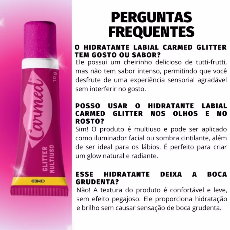 Hidratante Labial Cimed Carmed Glitter 3 em 1, 10g.