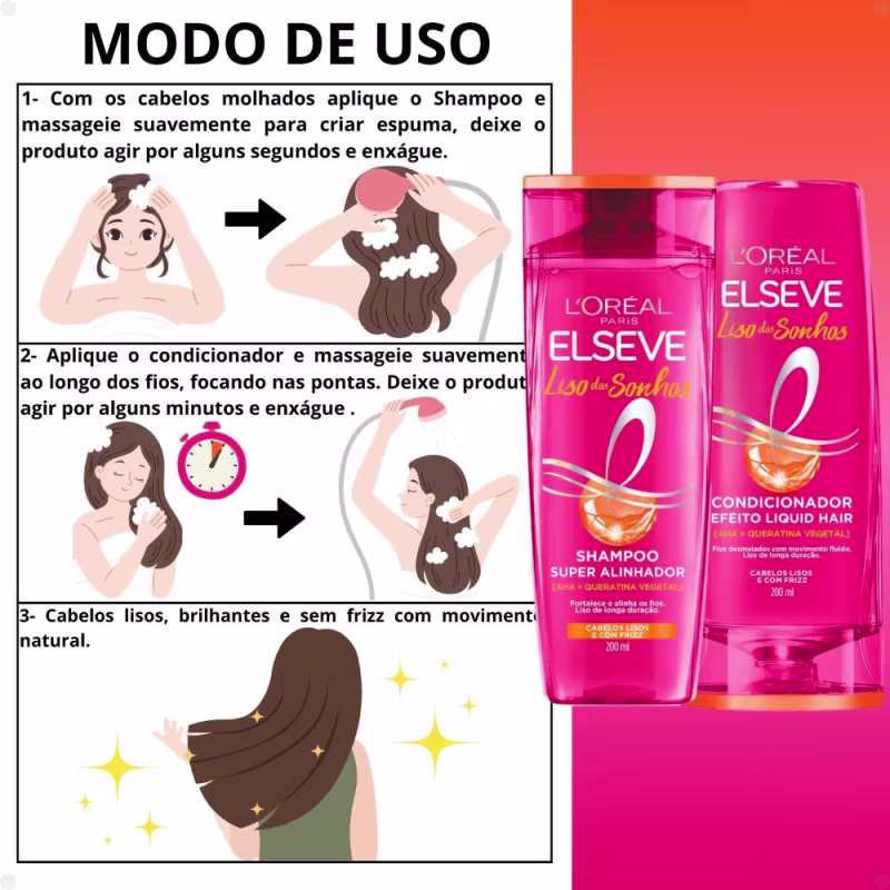 Kit Elseve Liso Dos Sonhos: Shampoo e Condicionador 200ml