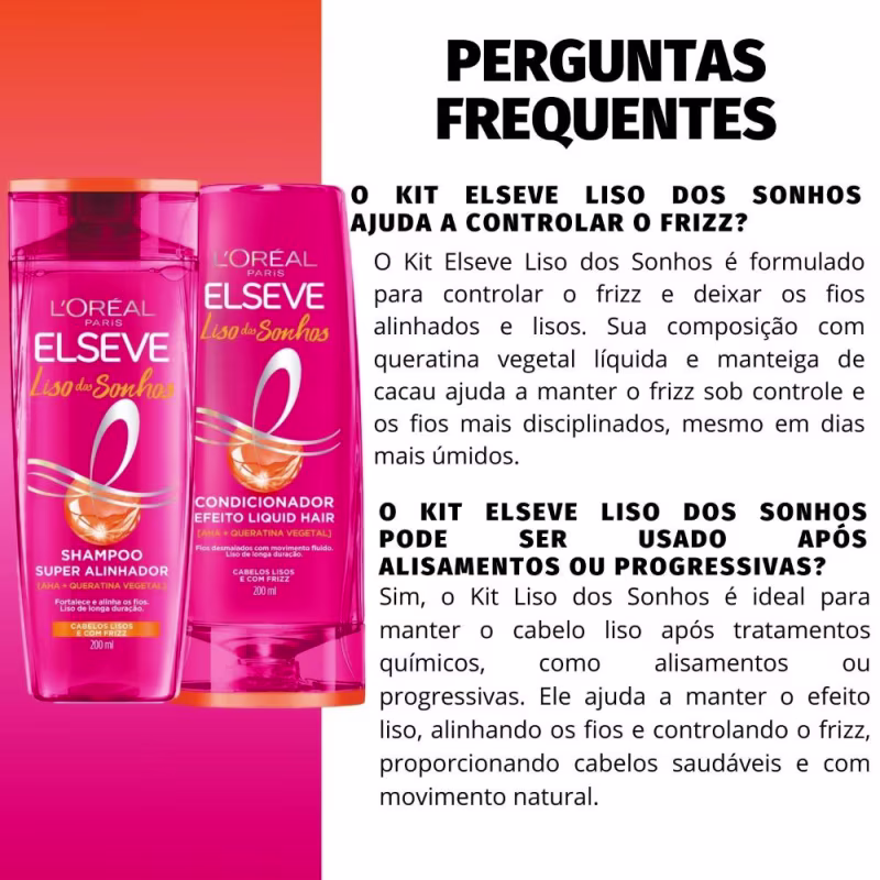 Kit Elseve Liso Dos Sonhos: Shampoo e Condicionador 200ml