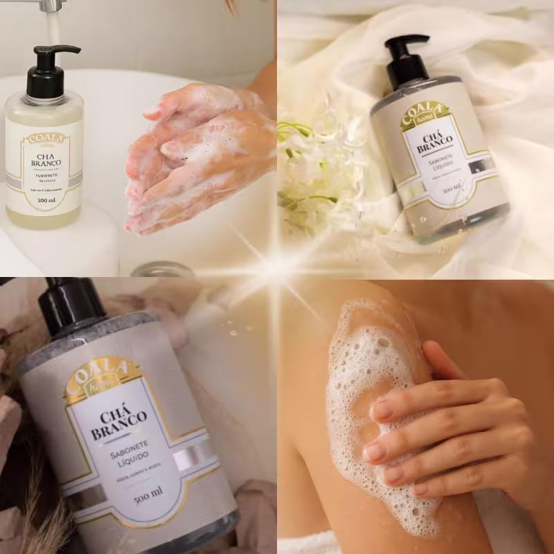 Kit Coala Home: 3 Sabonetes Liquidos Chá Branco 500ml