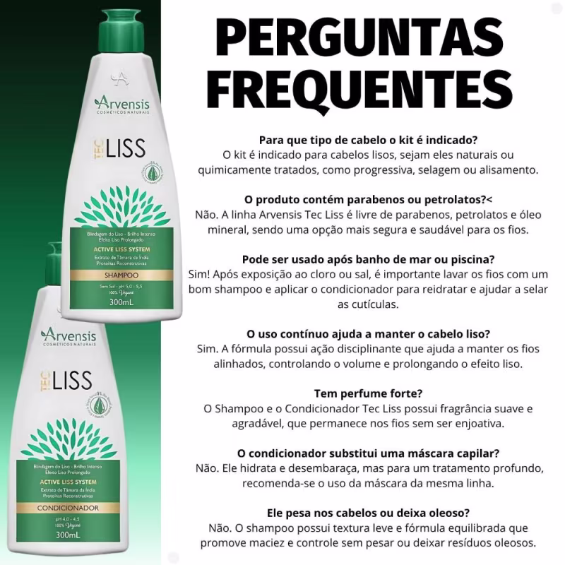 Kit Arvensis Tec Liss: Shampoo e Condicionador 300ml