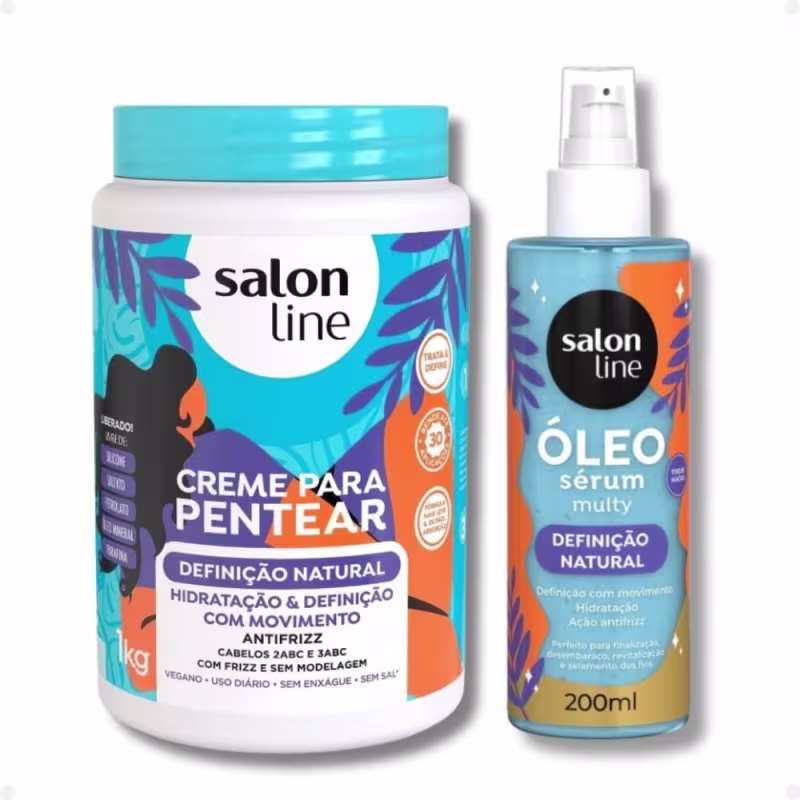 Kit Salon Line Definição Natural: 1 Creme de Pentear 1kg e 1 Óleo Sérum 200ml