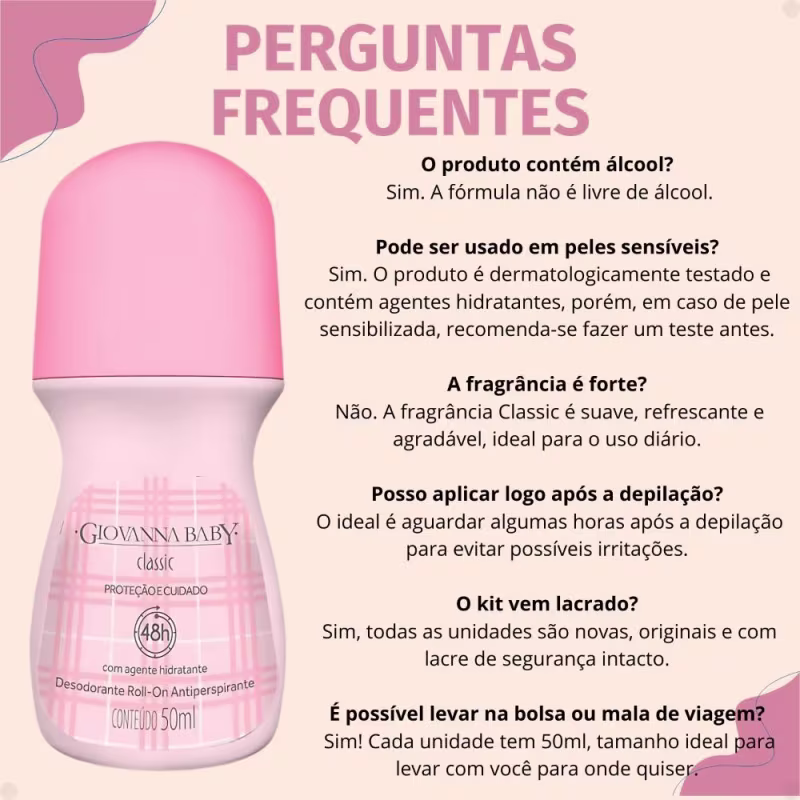Kit Giovanna Baby: 4 Desodorante Roll-On Classic