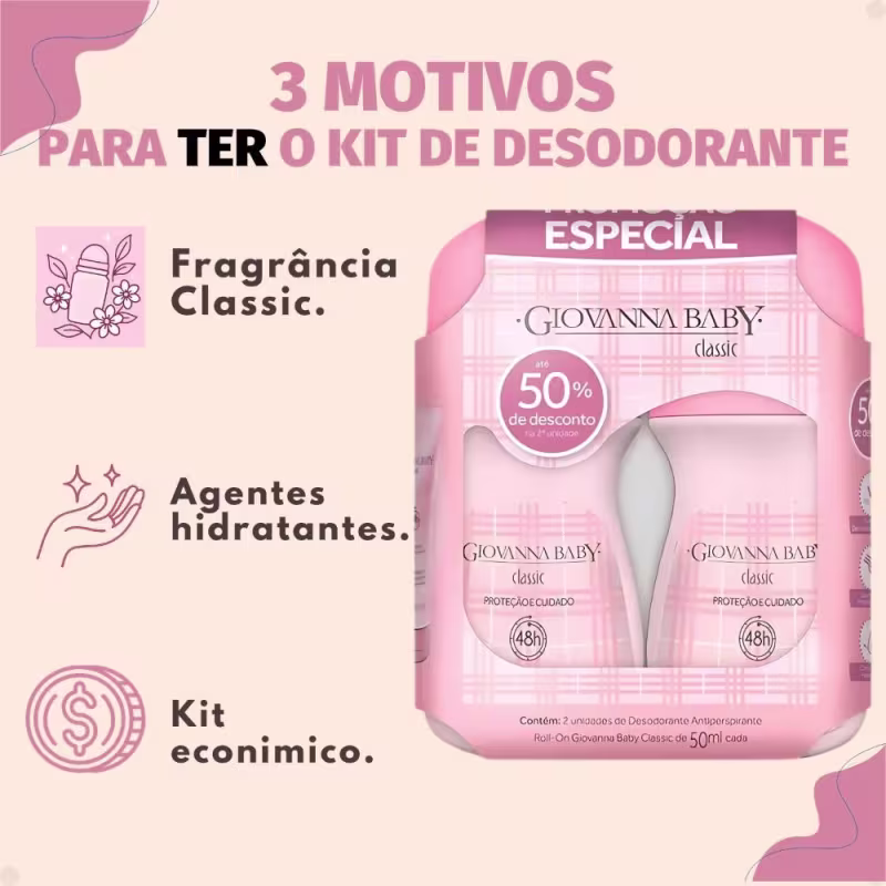 Kit Giovanna Baby: 4 Desodorante Roll-On Classic