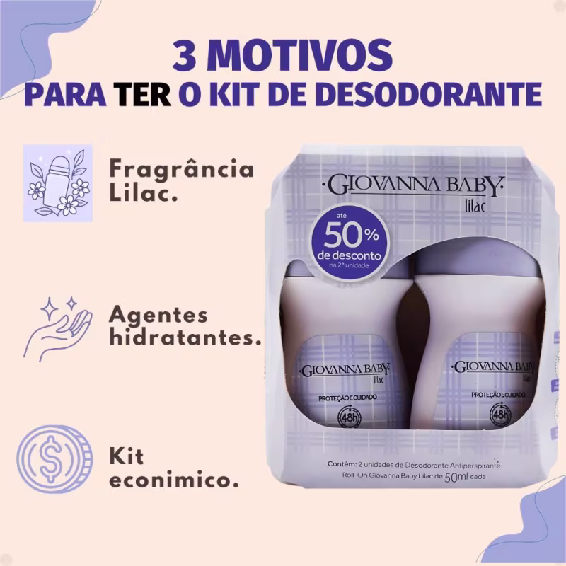 Kit Giovanna Baby: 4 Desodorante Roll-On Lilac