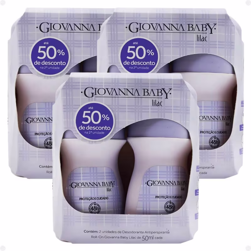 Kit Giovanna Baby: 6 Desodorante Roll-On Lilac