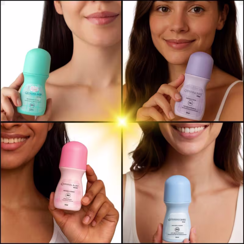 Kit Giovanna Baby 12 Desodorantes Roll-On: Blue, Candy, Blanc Vanilla, Blueberry, Classic e Lilac