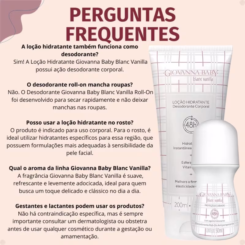 Kit Giovanna Baby Blanc Vanilla: 2 Desodorantes Roll-on e 1 Loção Hidratante