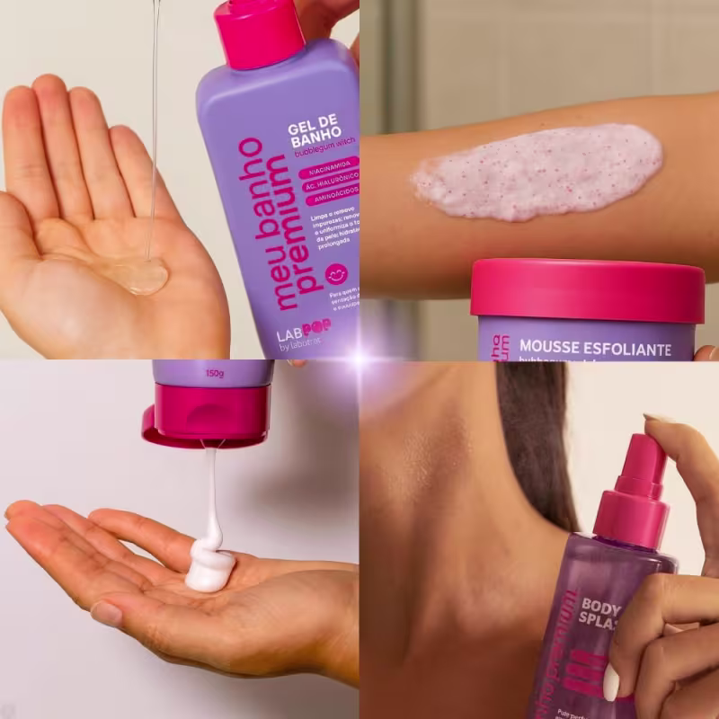 Kit LabPop by Labotrat Bubblegum Witch: Gel de Banho, Mousse Esfoliante, Hidratante Corporal e Body Splash