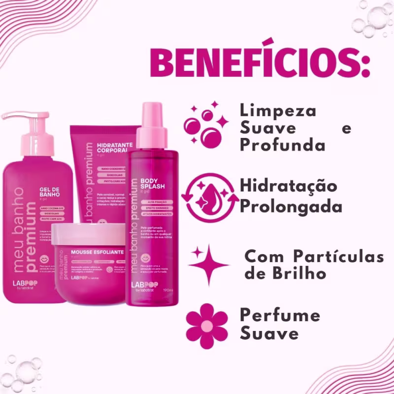 Kit LabPop by Labotrat It Girl: Gel de Banho, Mousse Esfoliante, Hidratante Corporal e Body Splash