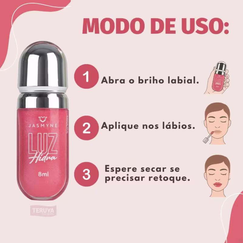 Brilho Labial Jasmyne Luz Hidra Rosa Brilhante J0116