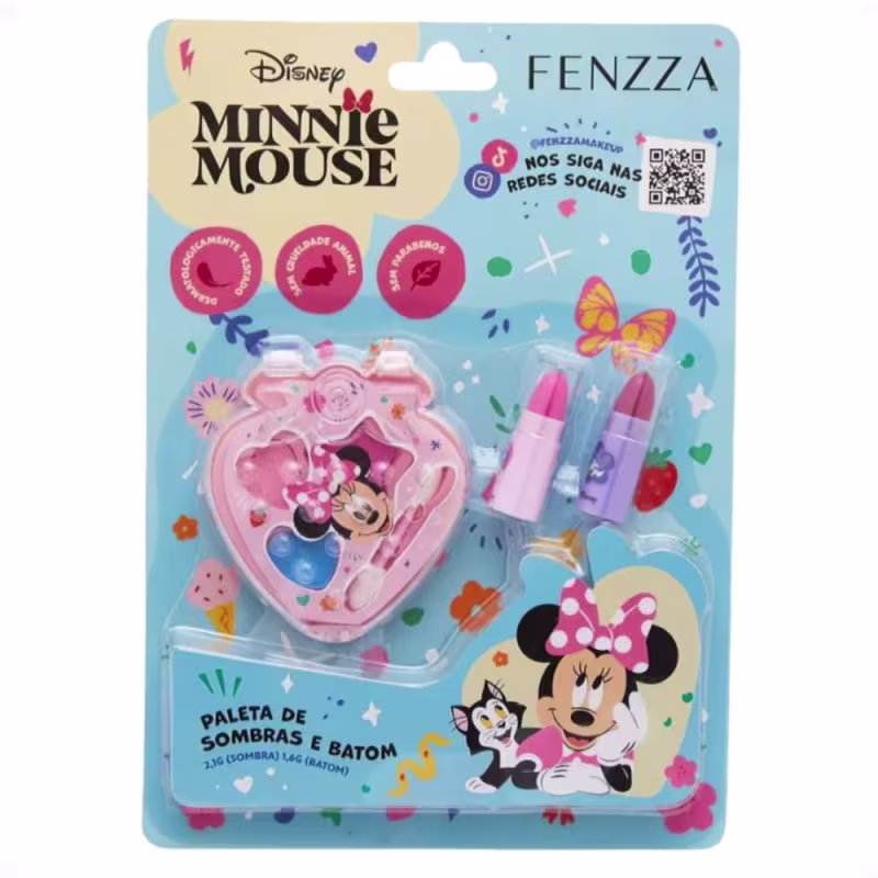 Kit Maquiagem Infantil Fenzza Disney Minnie Mouse: Paleta De Sombras e Batom DIS023