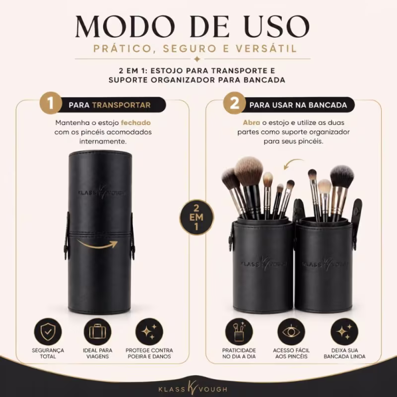 Estojo Porta Pincéis Klass Vough Redondo Tipo Copo 4513