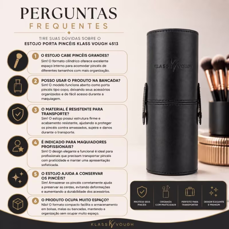Estojo Porta Pincéis Klass Vough Redondo Tipo Copo 4513
