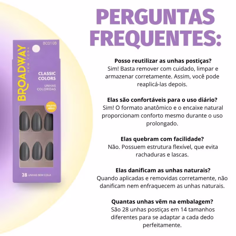 Unhas Postiças Broadway Kiss Ny Classic Colors Stiletto Médio Cool Mint Bco10b
