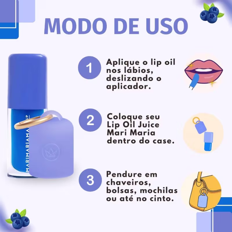 Kit Mari Maria Makeup: Lip Oil Juice Blueberry e Case Blueberry