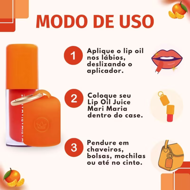 Kit Mari Maria Makeup: Lip Oil Juice Tangerina e Case Tangerina
