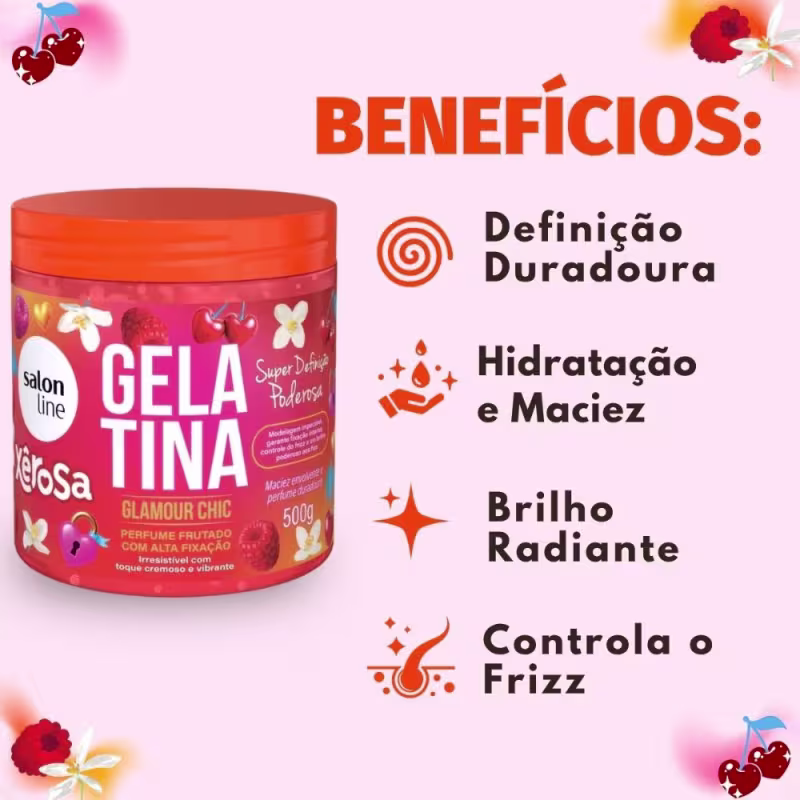 Gelatina Capilar Salon Line Xêrosa Glamour Chic Super Definição Poderosa 500g