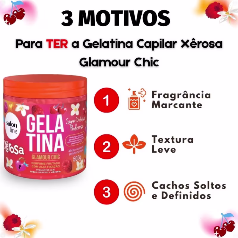 Gelatina Capilar Salon Line Xêrosa Glamour Chic Super Definição Poderosa 500g