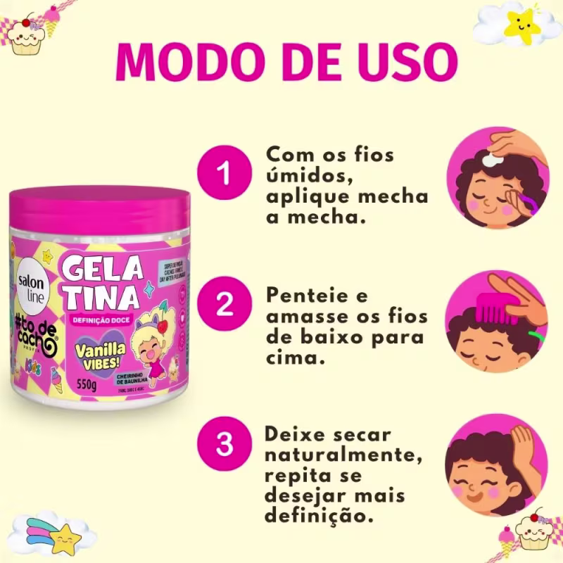 Gelatina Capilar Salon Line Kids Vanilla Vibes! #ToDeCacho Definição Doce 550g