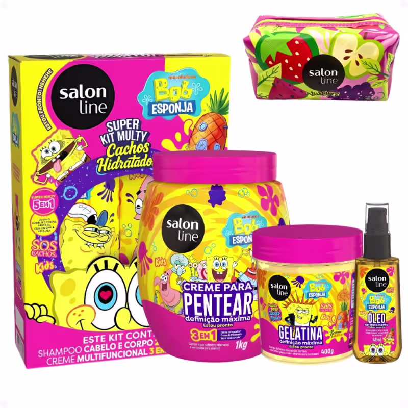 Kit Salon Line Kids Bob Esponja Sos Cachos Completo + Mimo