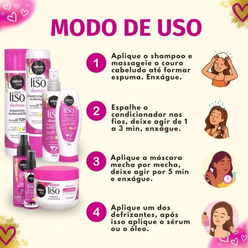 Kit Salon Line Meu Liso Demais Completo Com 7 + Mimo