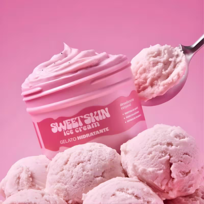 Hidratante Corporal Gelato Dailus Sweet Skin Ice Cream Morango Ao Leite 200ml