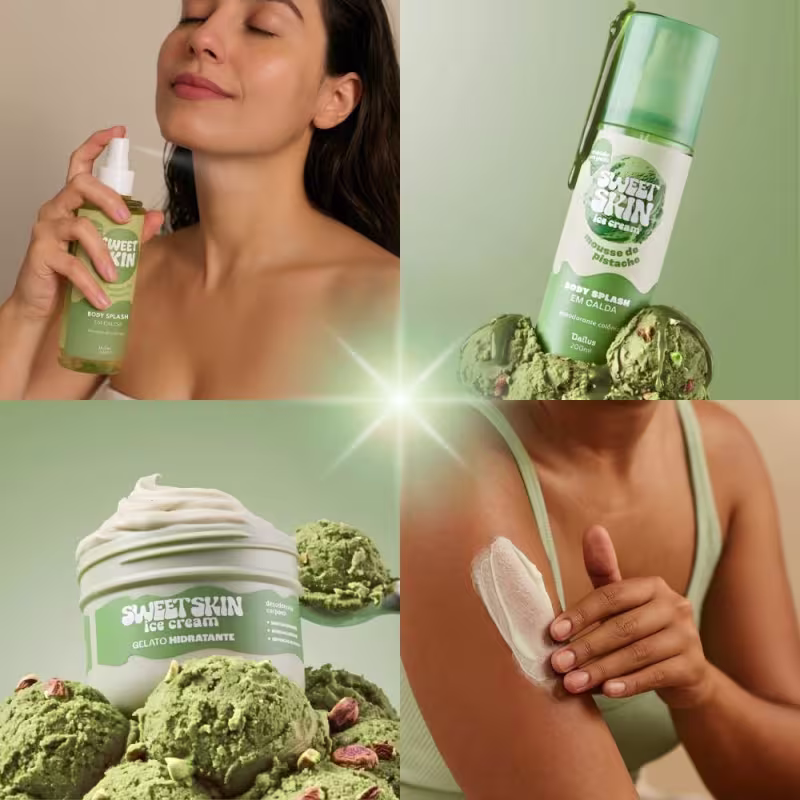 Kit Dailus Sweet Skin Ice Cream Mousse De Pistache: Body Splash e Hidratante Corporal 200ml