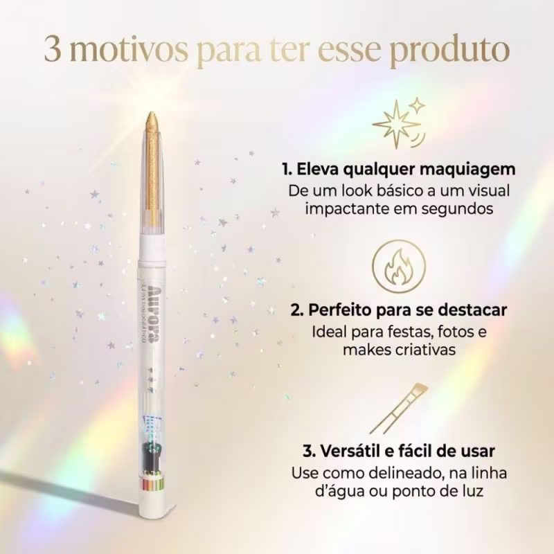Lápis Holográfico Para Olhos Luisance Aurora Com Apontador Dourado Ref. L17005