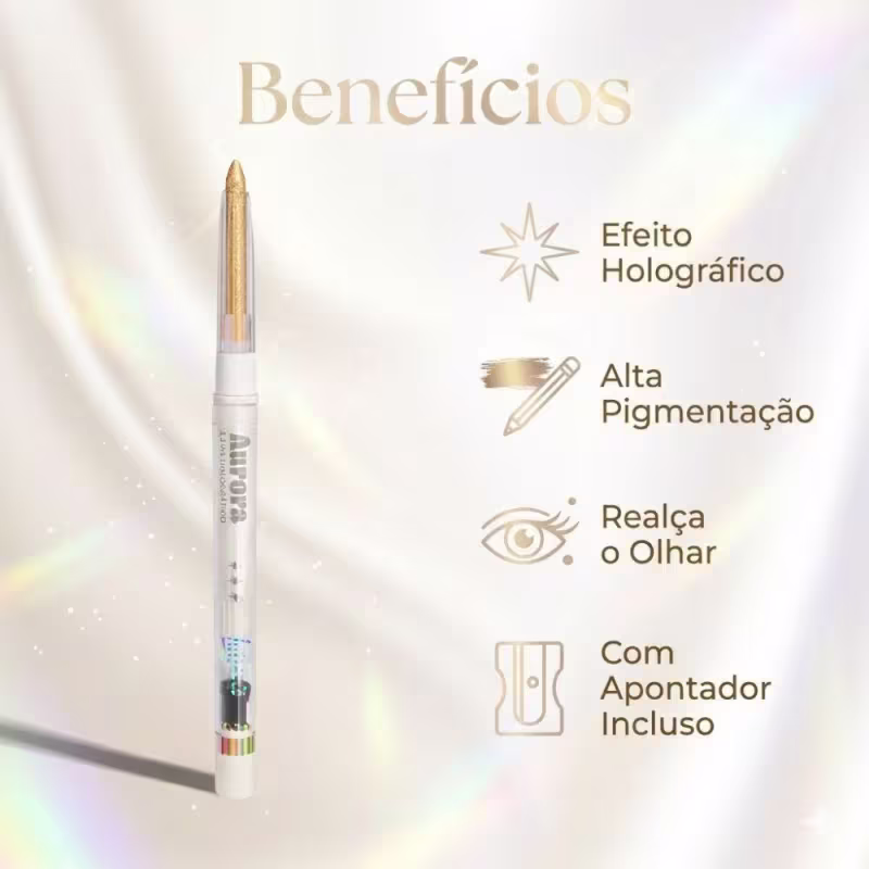 Lápis Holográfico Para Olhos Luisance Aurora Com Apontador Dourado Ref. L17005
