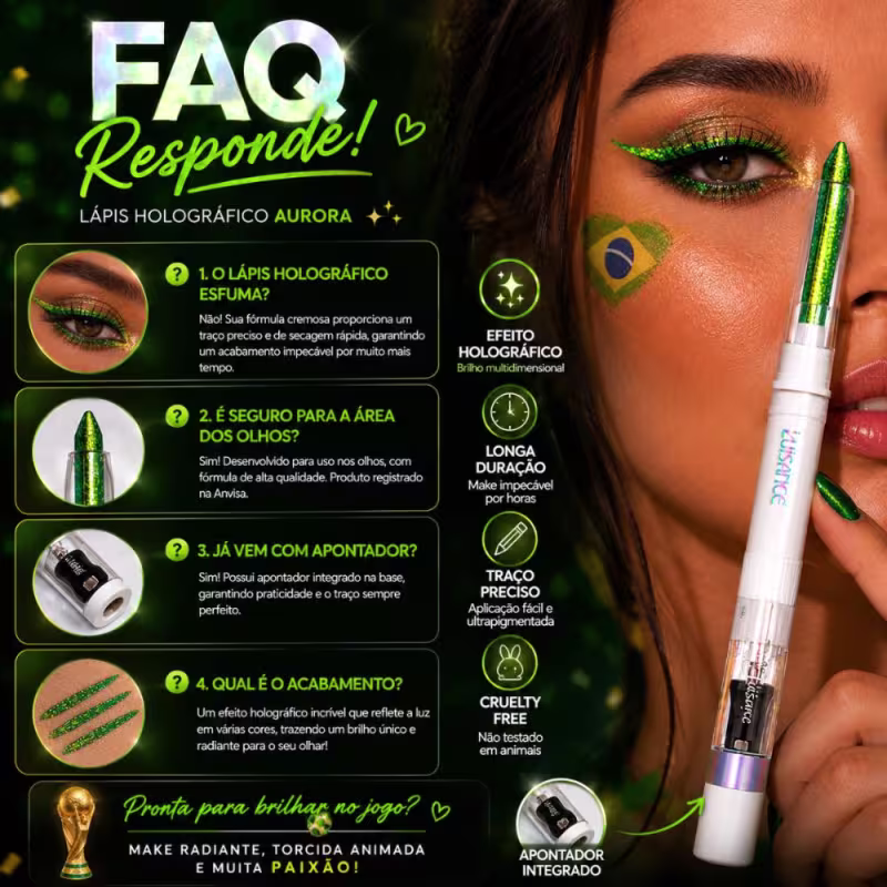 Lápis Holográfico Para Olhos Luisance Aurora Com Apontador Verde Ref. L17005