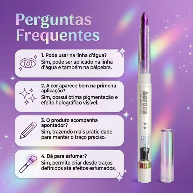 Lápis Holográfico Para Olhos Luisance Aurora Com Apontador Purpura Ref. L17005