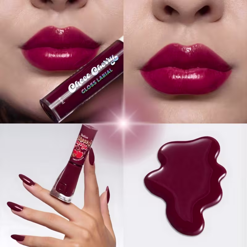 Kit Dailus Choco Cherry Cereja Silvestre: Gloss Labial 4ml e Emalte Cremoso 8ml