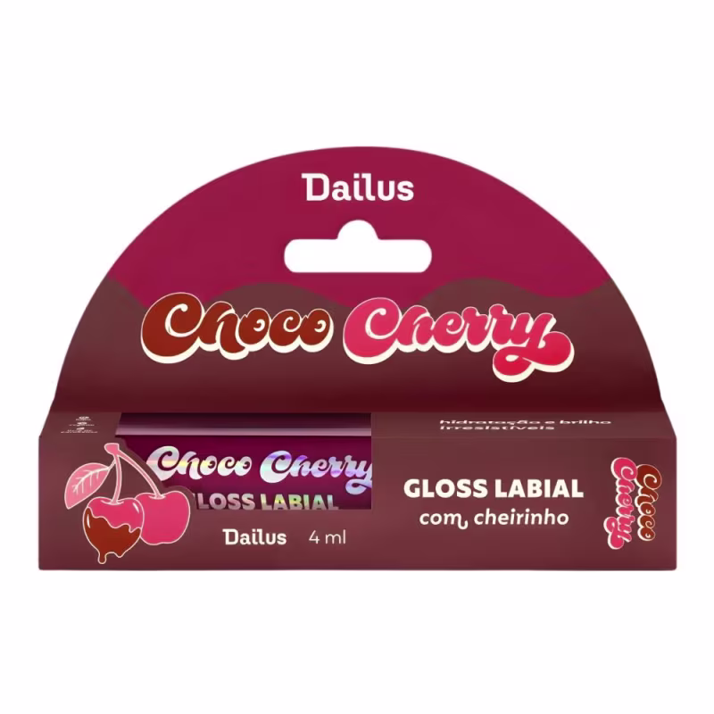 Kit Dailus Choco Cherry Cereja Silvestre: Gloss Labial 4ml e Emalte Cremoso 8ml