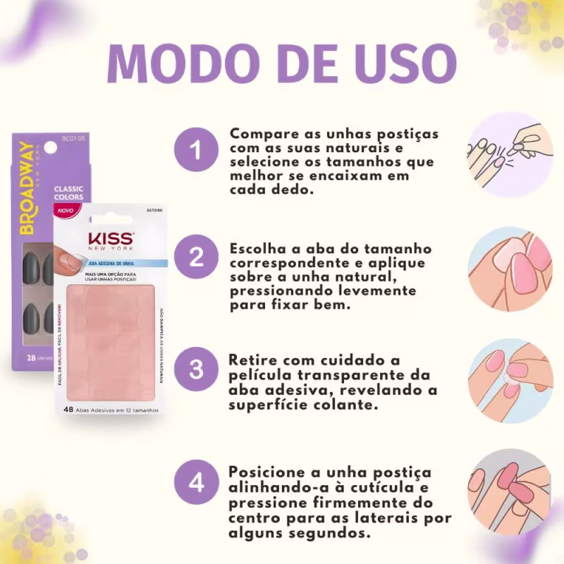 Kit Kiss New York: Unhas Postiças Stiletto Médio Cool Mint e Abas Adesivas De Unnhas