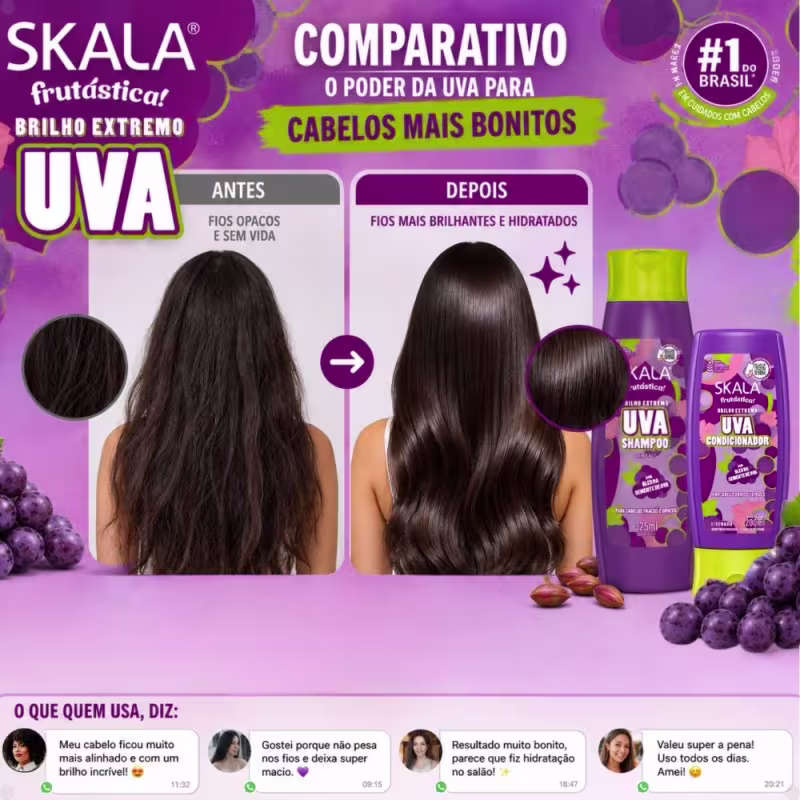 Kit Skala Frutástica! Uva: Shampoo 325ml e Condicionador 200ml