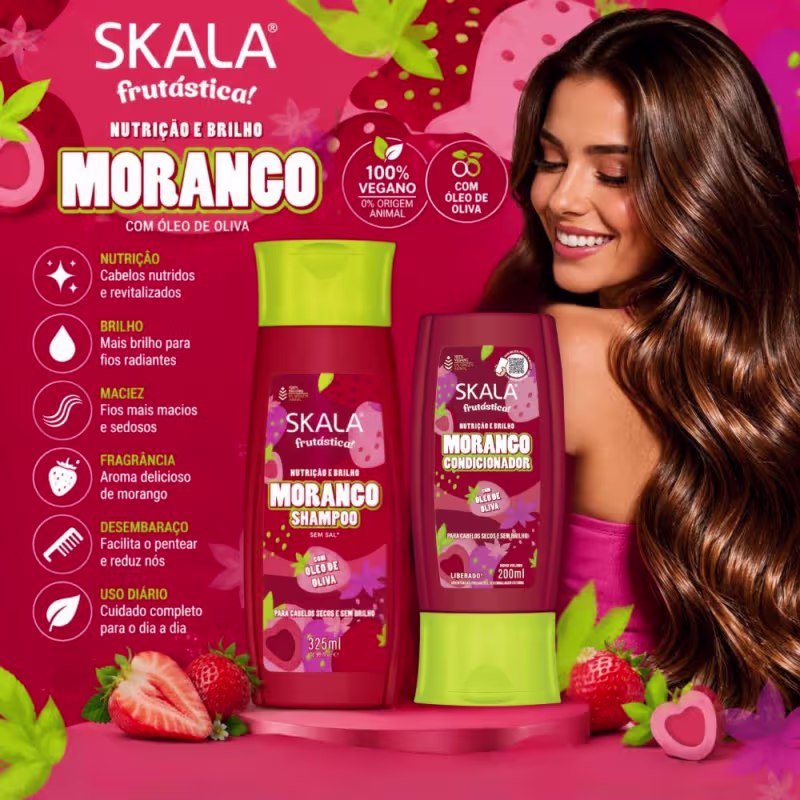 Kit Skala Frutástica! Morango: Shampoo 325ml e Condicionador 200ml