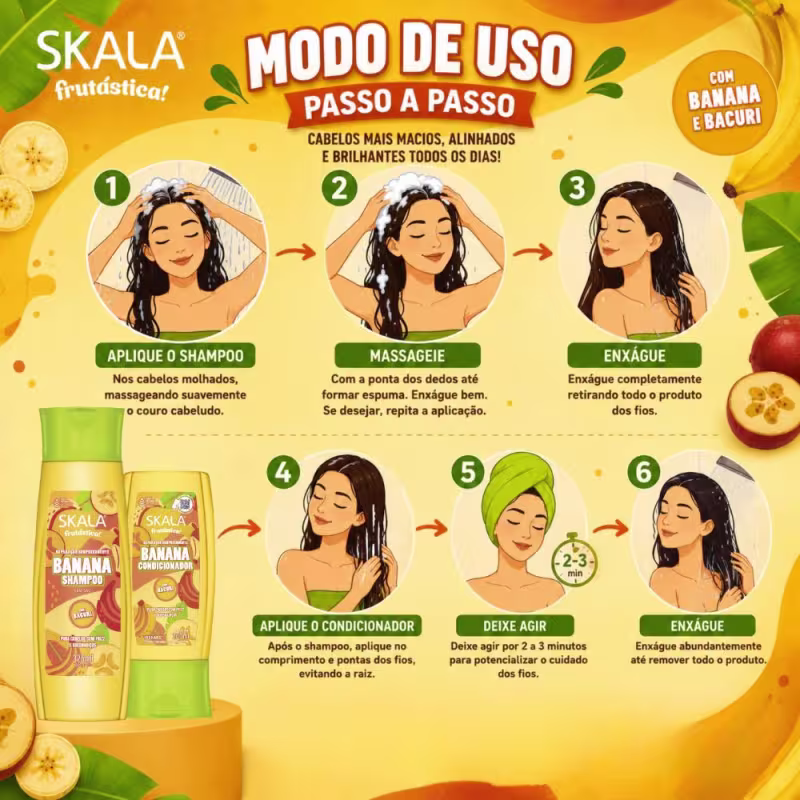 Kit Skala Frutástica! Banana: Shampoo 325ml e Condicionador 200ml