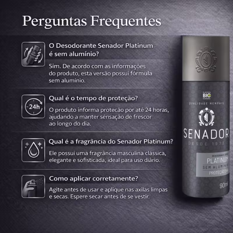 Desodorante Masculino Senador Platinum 90ml