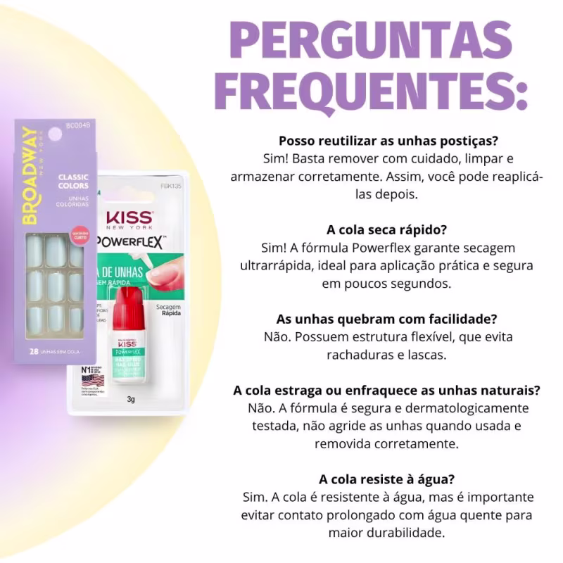 Kit Kiss New York: Unhas Postiças Quadrado Curto Lipstick e Cola De Unhas 3g