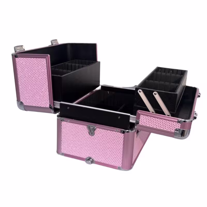 Maleta Carrinho 2 em 1 Klass Vough 2 Andares 4 Rodinhas Rosa com Brilho DB-913R