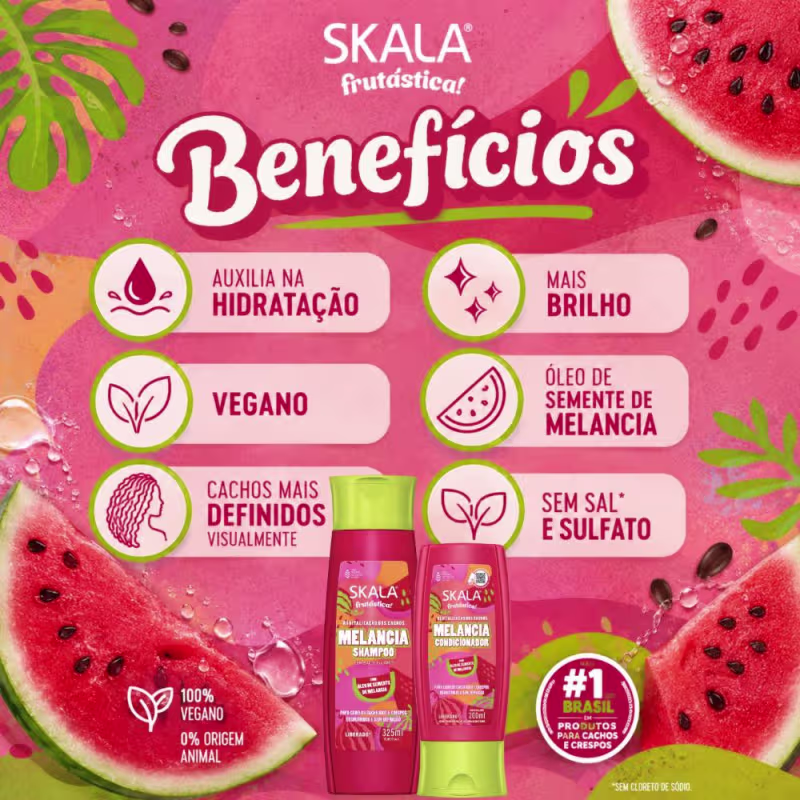 Kit Skala Frutástica Melancia: Shampoo 325ml e Condicionador 200ml