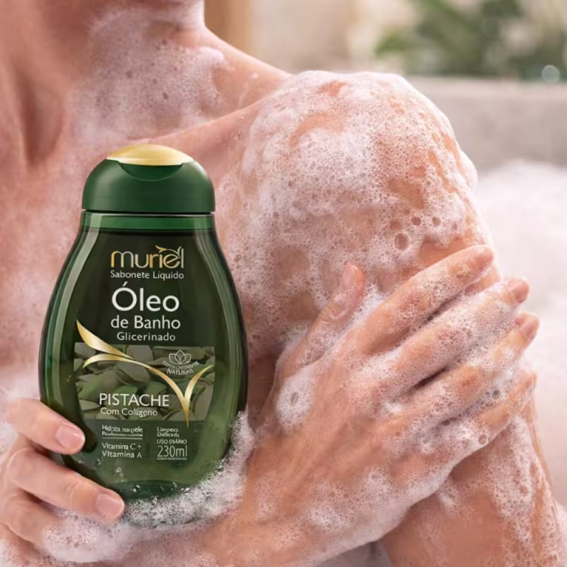 Sabonete Líquido Muriel Óleo De Banho Glicerinado Pistache Com Colágeno 230ml