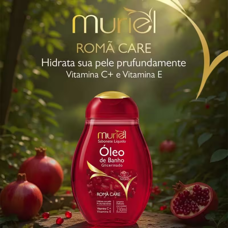 Sabonete Líquido Muriel Óleo de Banho Glicerinado Romã Care 230ml