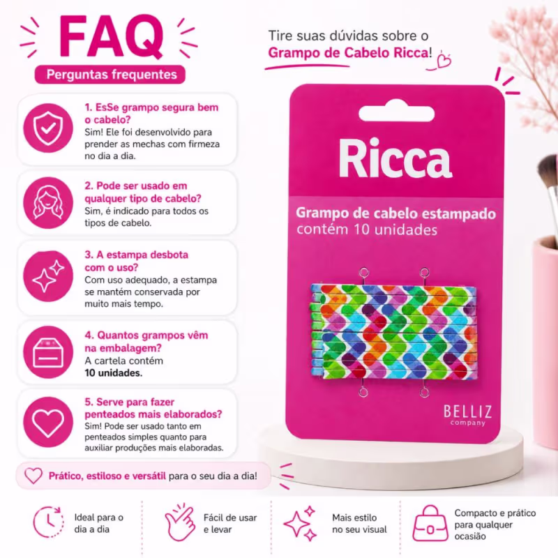 Grampo de Cabelo Ricca Style Connection Cód.1034