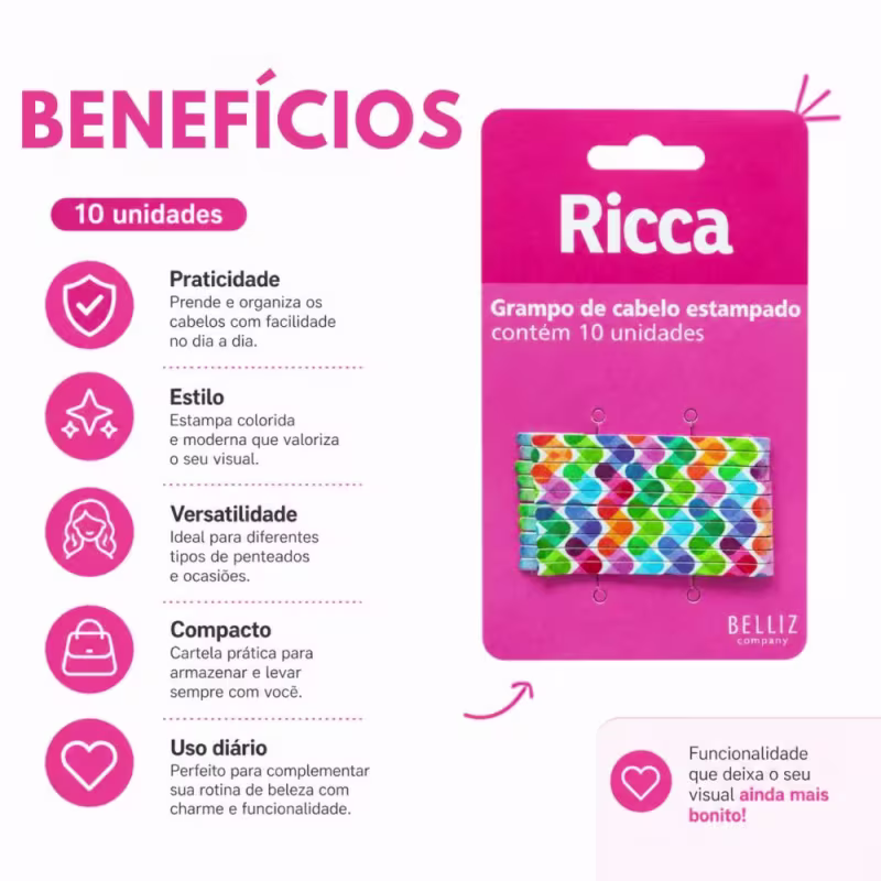 Grampo de Cabelo Ricca Style Connection Cód.1034