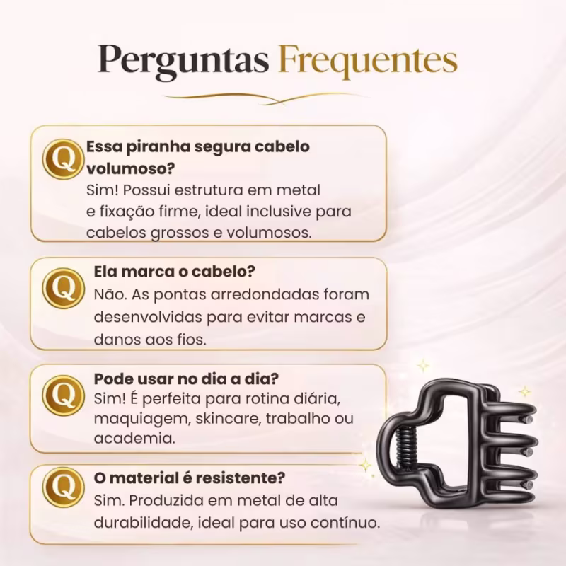 Piranha Para Cabelo Proart Metal Black Quadrada Pdc66b