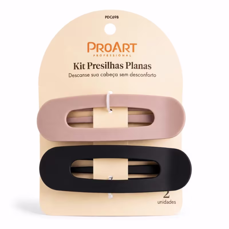 Kit Proart: 2 Presilhas Planas Cor Preto e Bege Pdc69b